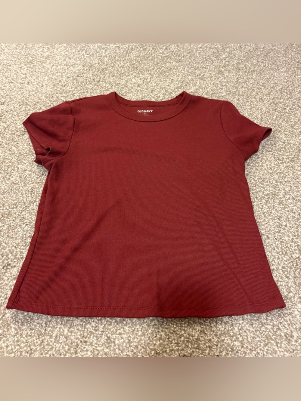 Old Navy Ribbed Burgundy Short Sleeve Crew Tee